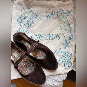 Cayumas Brown Velvet Mary Jane Flats
